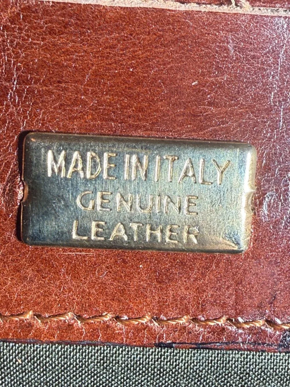 OLD ANGLER Cognac Italian Leather Brown Men's Flap Over Briefcase Made in Italy